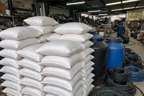 Barrera de costales de arena gruesa para almacenes y plantas agroindustriales