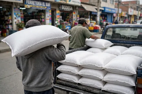 Costales de arena gruesa para contención del agua — stock en Trujillo