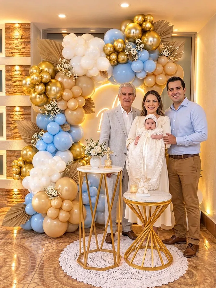 Decoración de bautizo con montaje completo