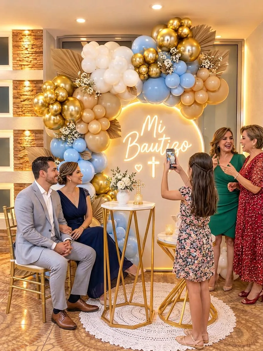 Decoración de bautizo con montaje completo