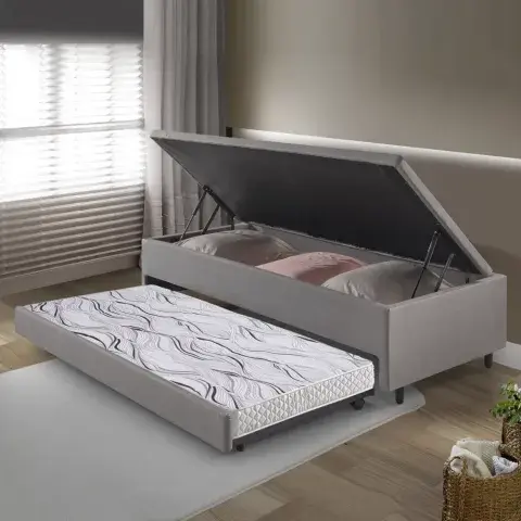 Cama de melamina de 2 plazas con cabecera