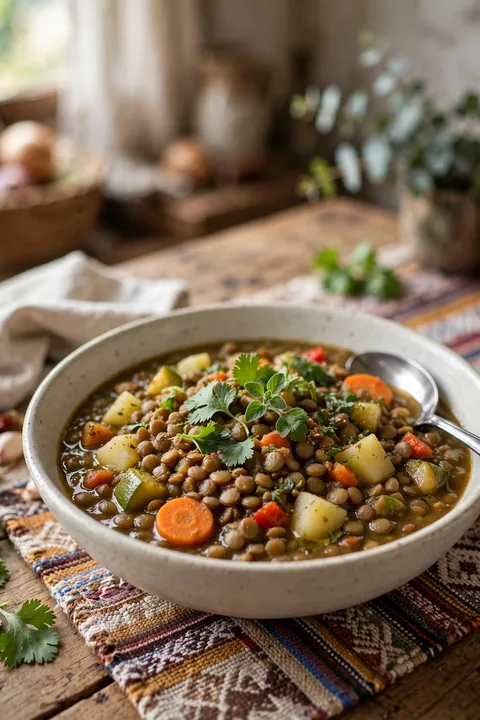 Lentejas guisadas con verduras