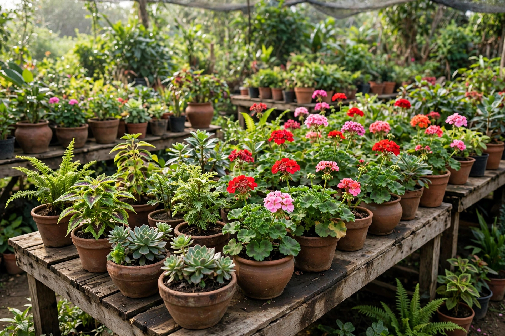 Plantas ornamentales en maceta